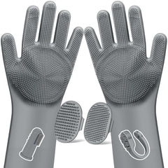 Augwind grooming gloves in soft silicone for gentle brushing and fur removal.