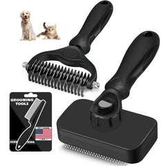 Augwind self-cleaning slicker brush gliding through fur for gentle detangling.