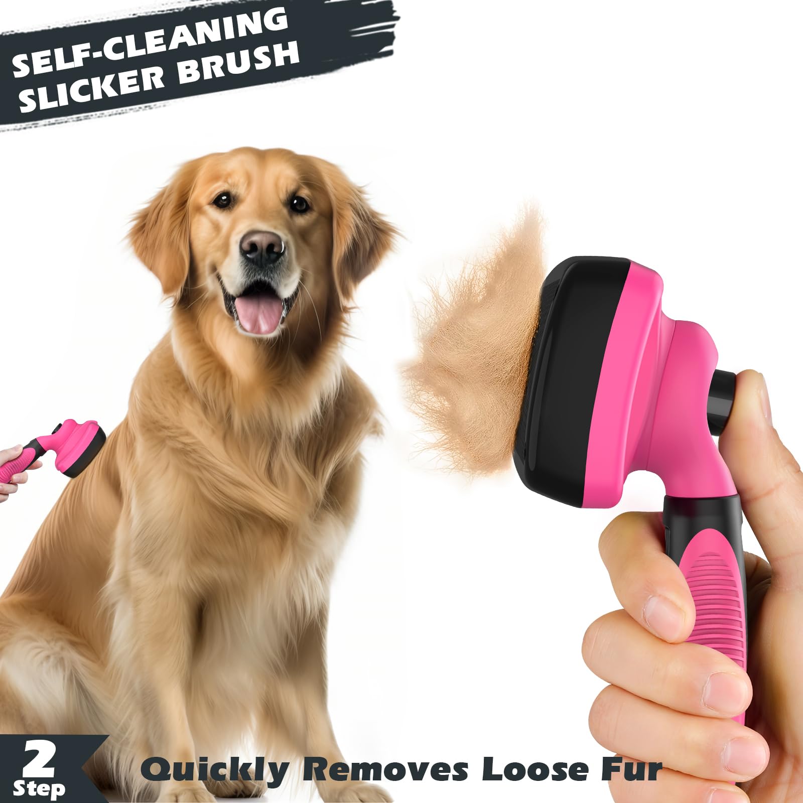 Augwind self-cleaning slicker brush with push-button hair release.