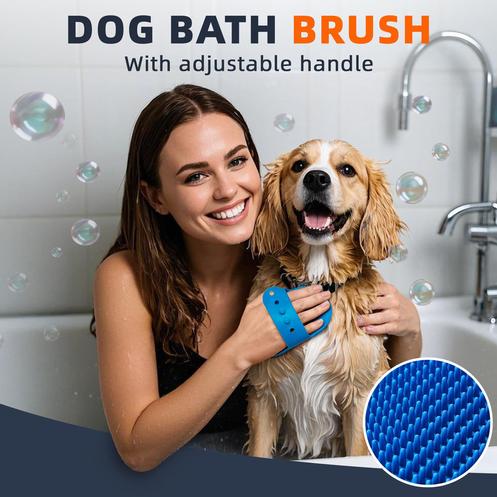 Augwind shampoo brush for dogs promotes foaming and thorough baths.