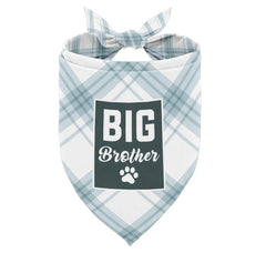 AUII JO DESIGN dog bandana laid flat showing white plaid pattern for daily wear