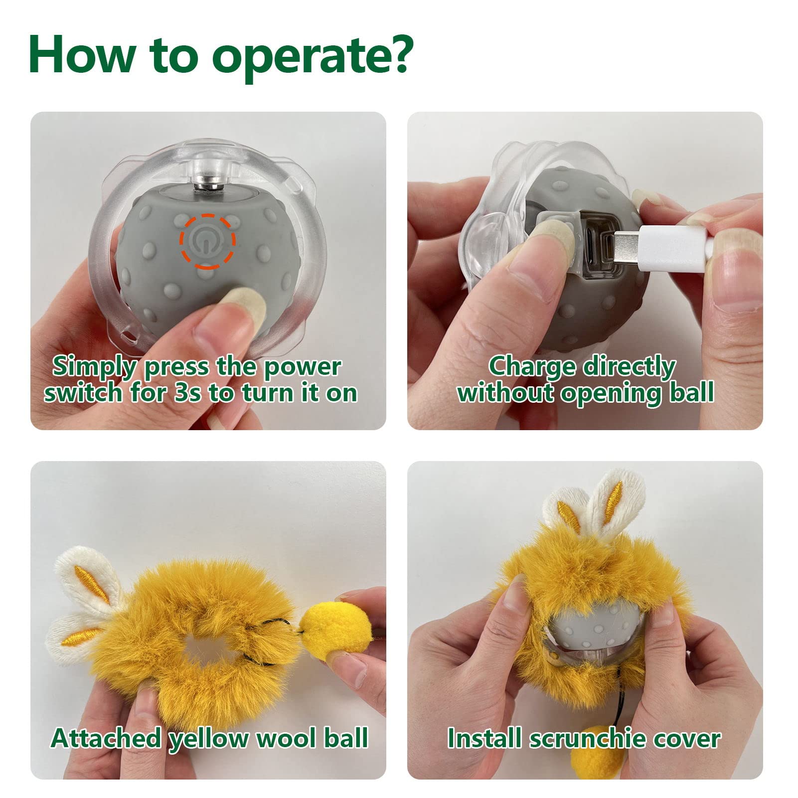 AUKL Interactive Cat Toys Ball Super Drive bird-song sounds energize high-energy cats