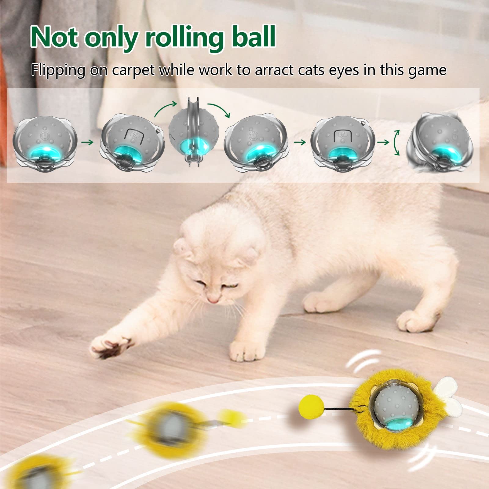AUKL Interactive Cat Toys Ball Super Drive sensor-activated mode sparks spontaneous play
