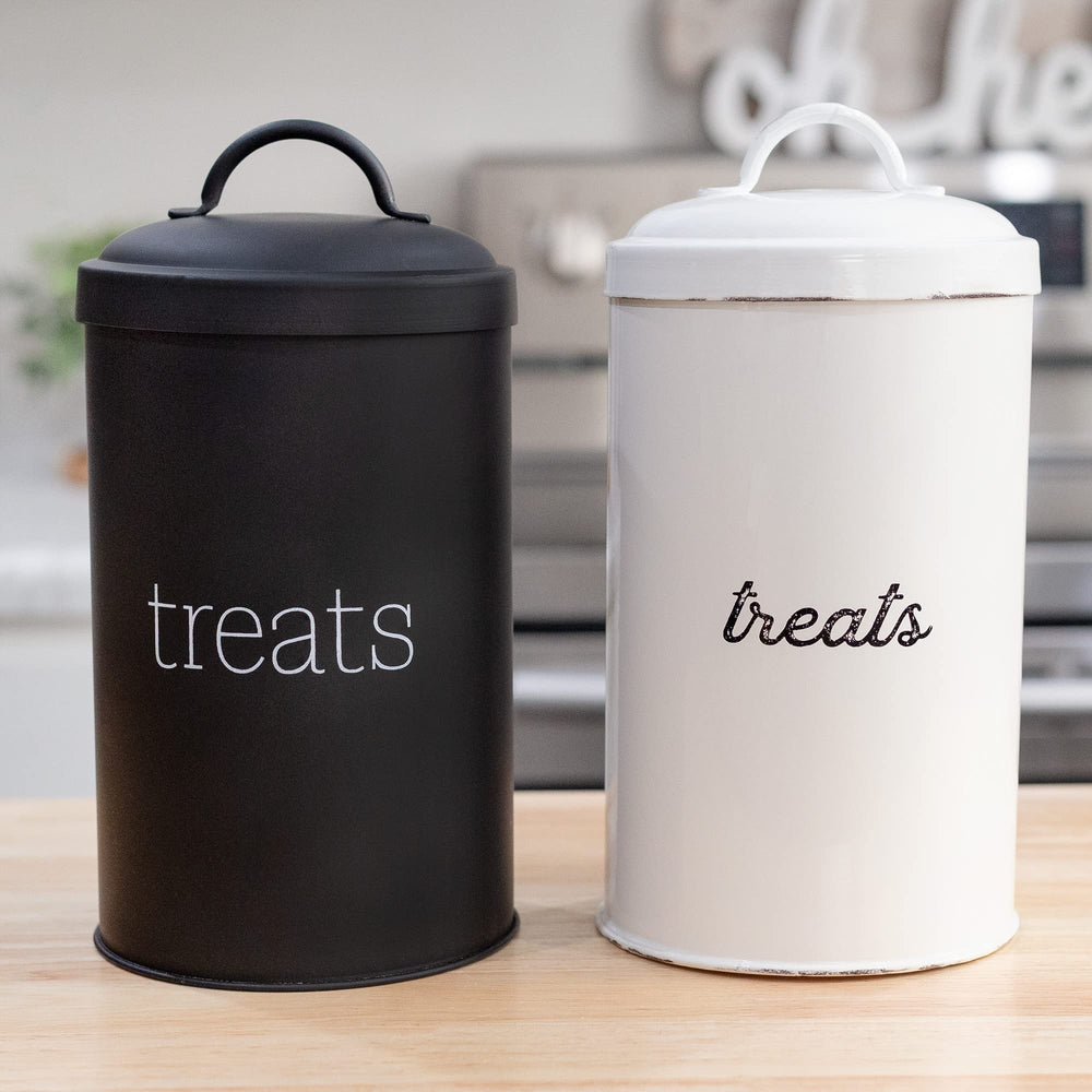 AuldHome Design enamelware jar with dimensions—space planning for shelves.