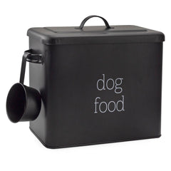AuldHome Design retro dog food canister in black enamel for durable kitchen storage