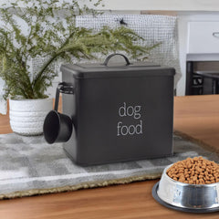 AuldHome Design retro canister on countertop with lid closed for neat pet food