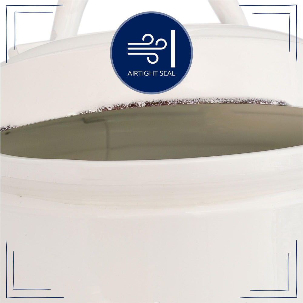 AuldHome Enamelware-treat-container-ceramic-coated-steel-inner ensures easy cleaning and durability.