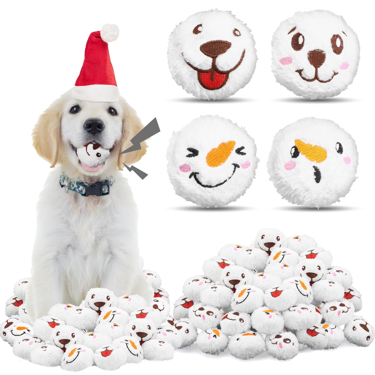 Auliand Christmas dog toy ball squeaky closeup for engaging interactive play.