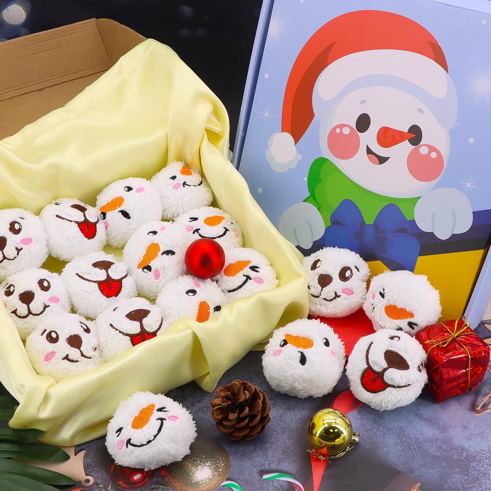Auliand dog snowman smile ball image highlighting festive design and daily fetch fun.