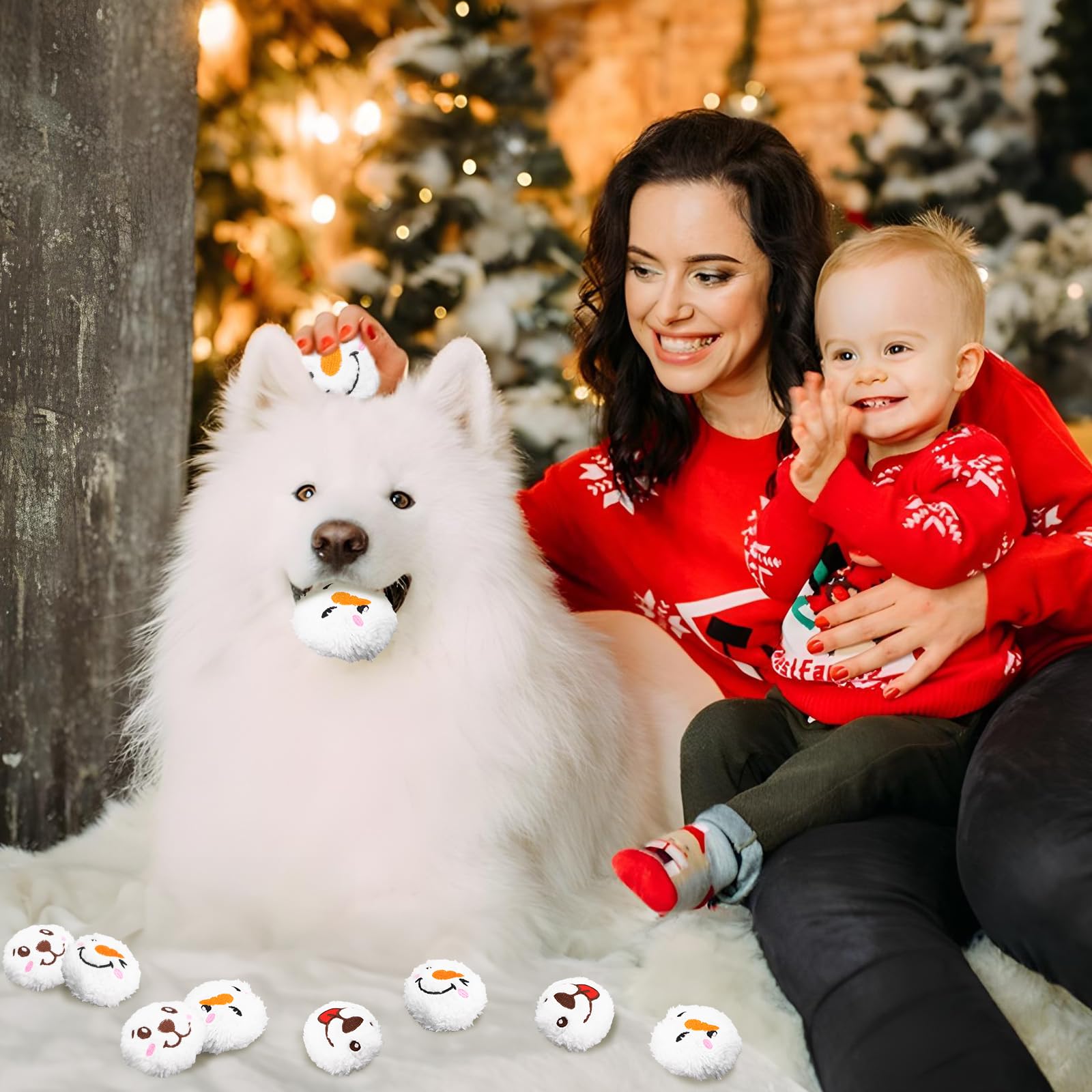 Auliand four-styles christmas toy-pack display for variety in small and medium dogs.