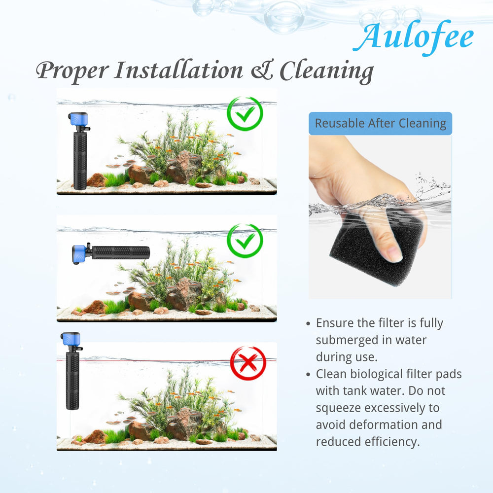 Aulofee bio-sponge filtration debris removal enhances clarity and cleanliness.