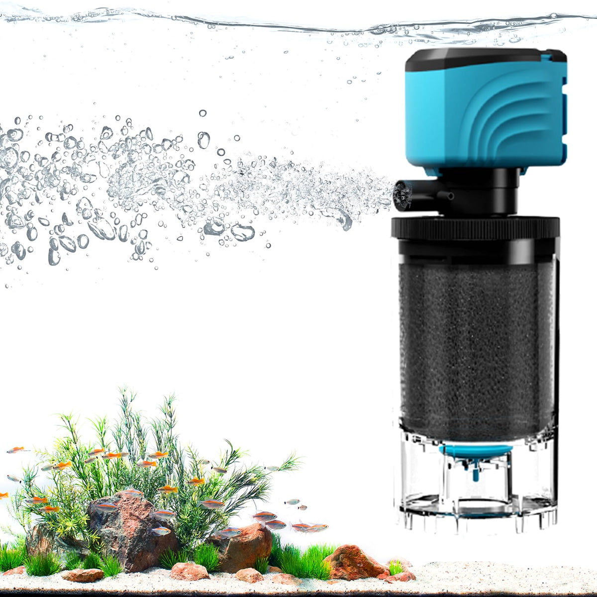 Aulofee internal filter 210gph front view improves water circulation.