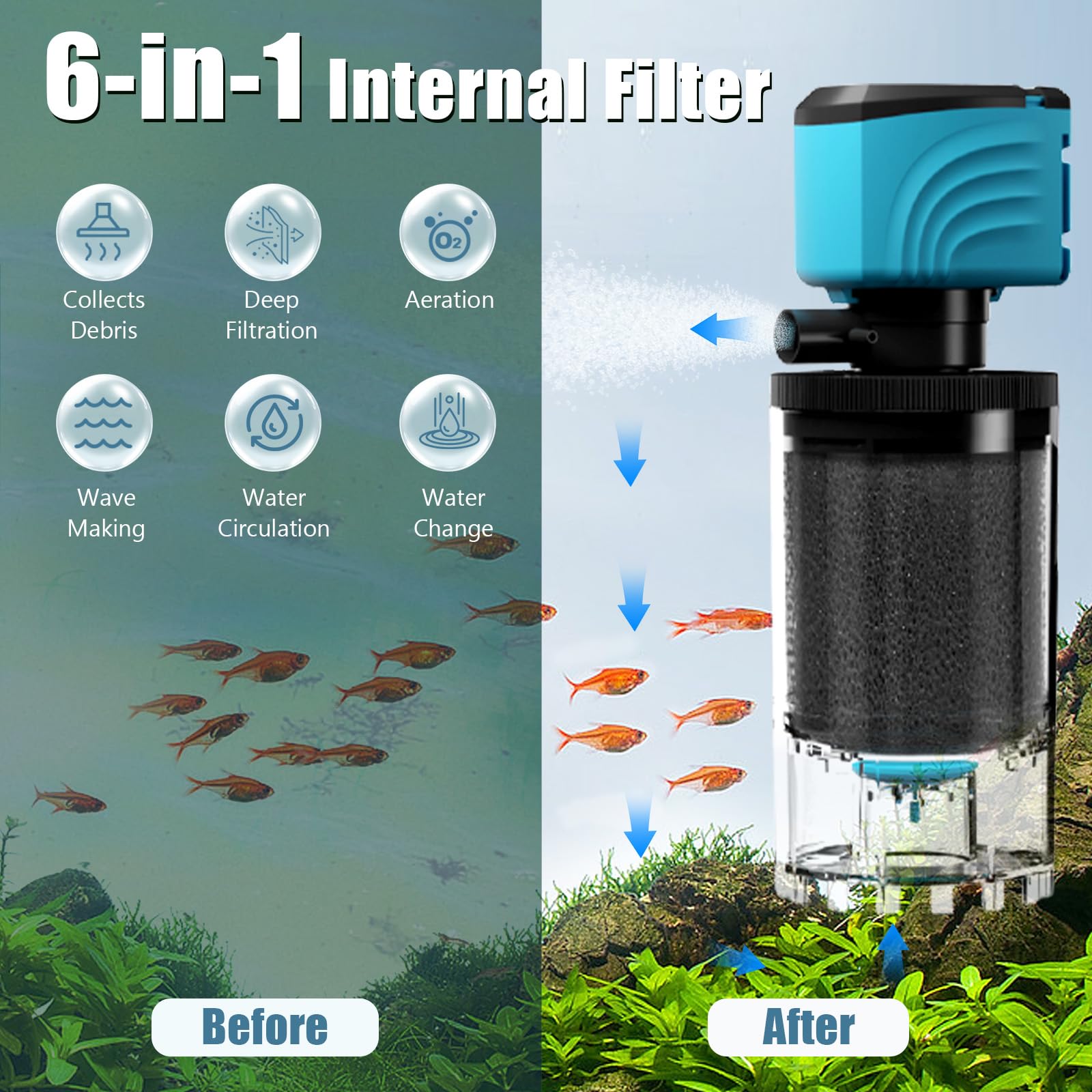 Aulofee debris tray collects waste for easier tank maintenance.