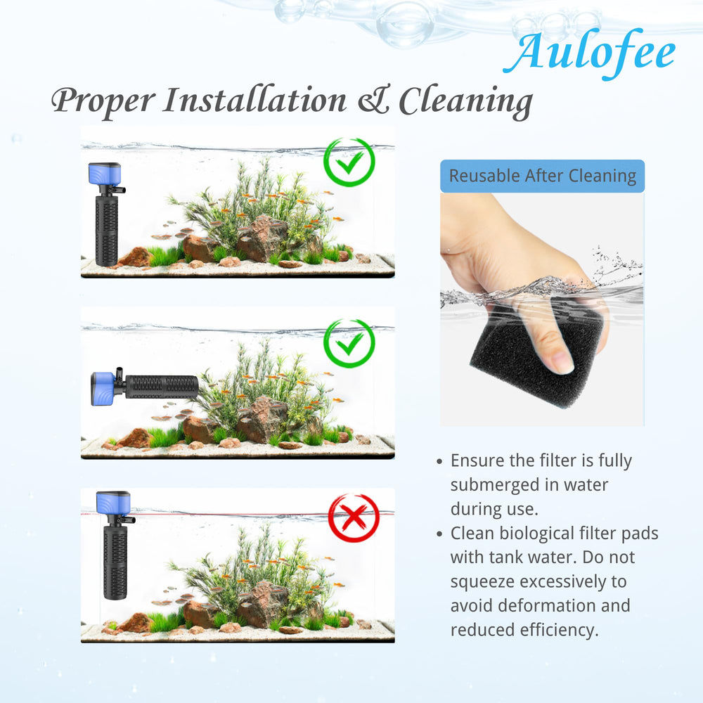 Aulofee multiple-size options fit a wide range of tanks.