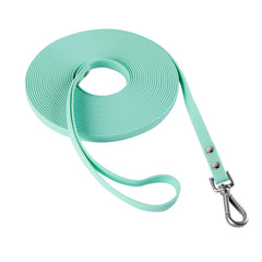 AUMAILI dog training long leash mint green 10ft ready for recall in wet conditions.