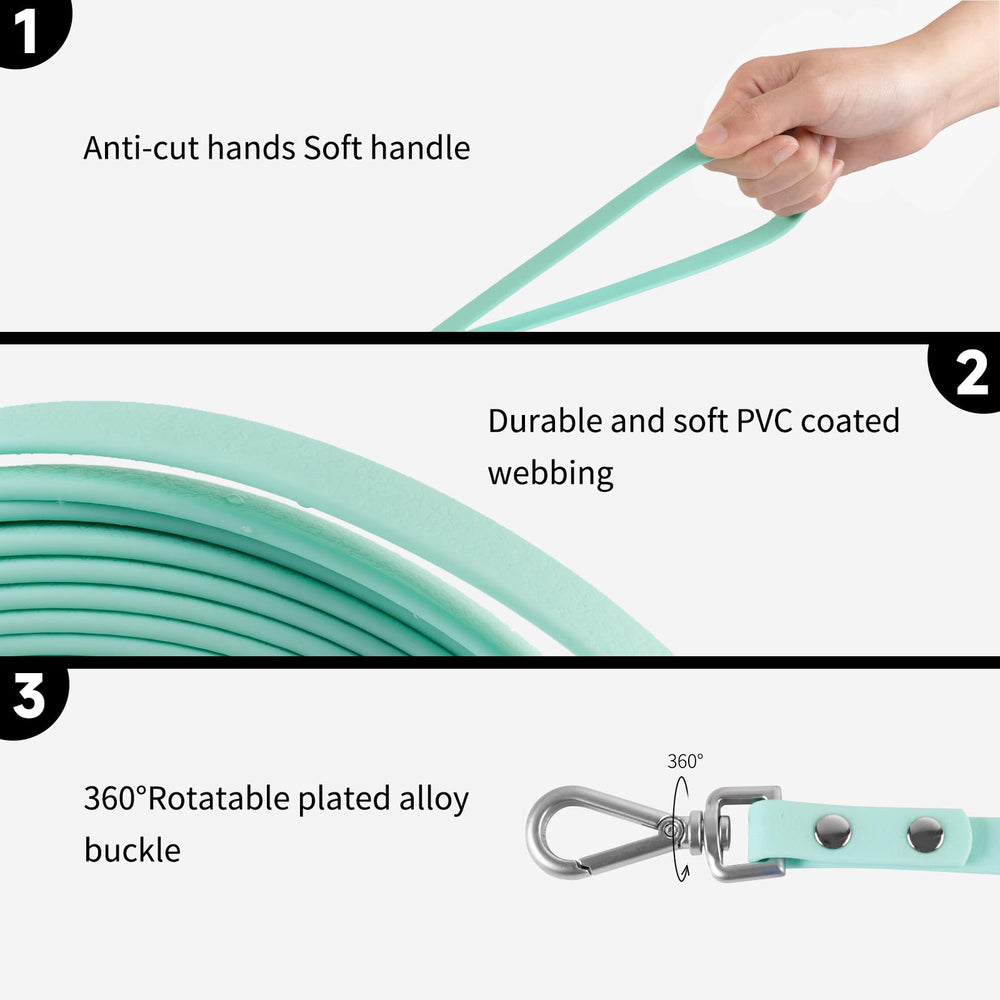 AUMAILI dog training long leash mint green 20ft versatile for long-line training.
