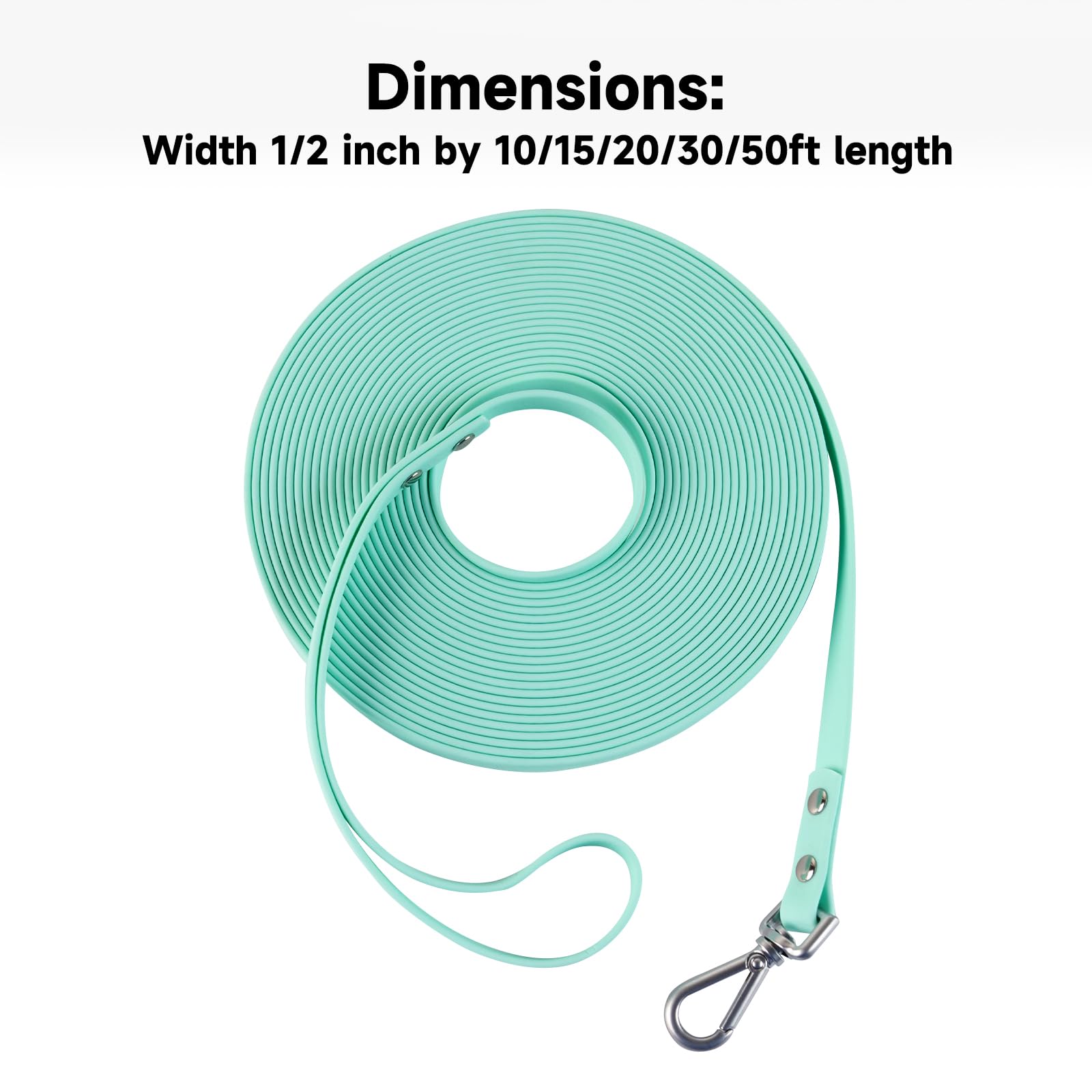 AUMAILI dog training long leash mint green 50ft expansive space for recall and play.