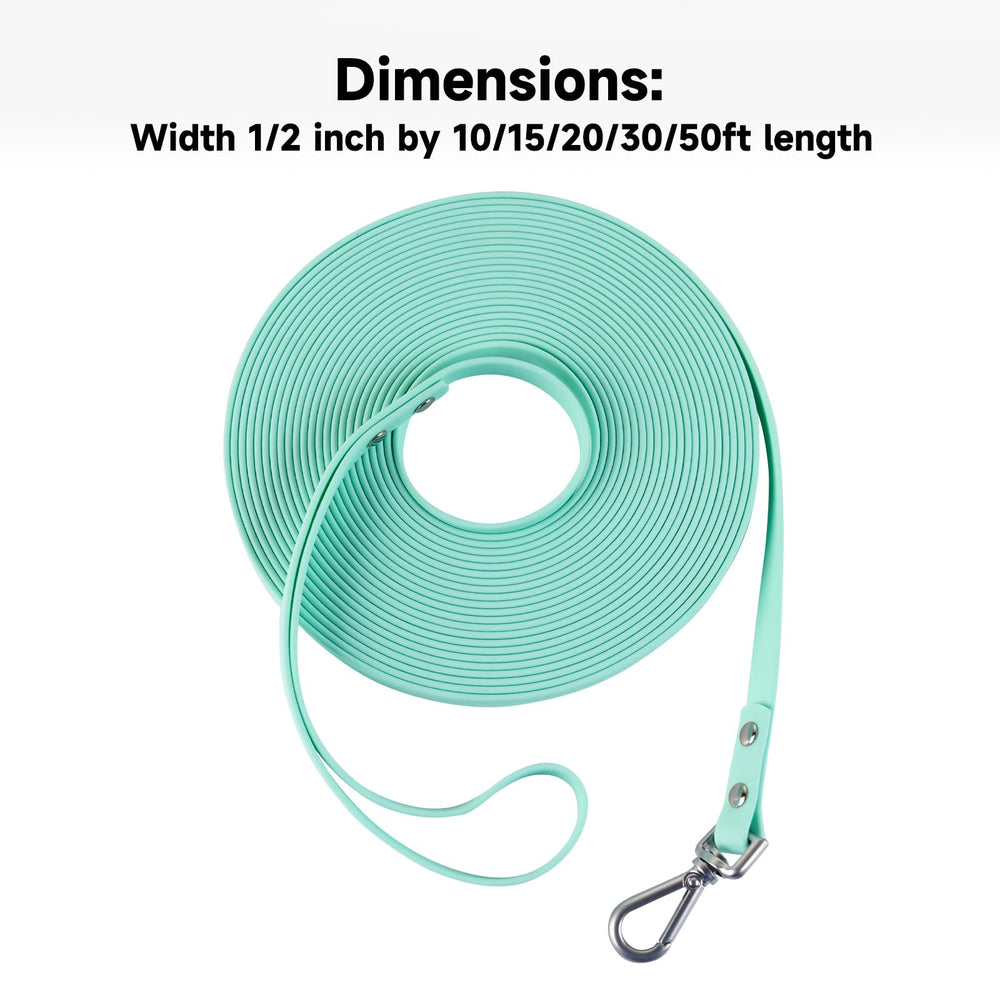 AUMAILI dog training long leash mint green 50ft expansive space for recall and play.