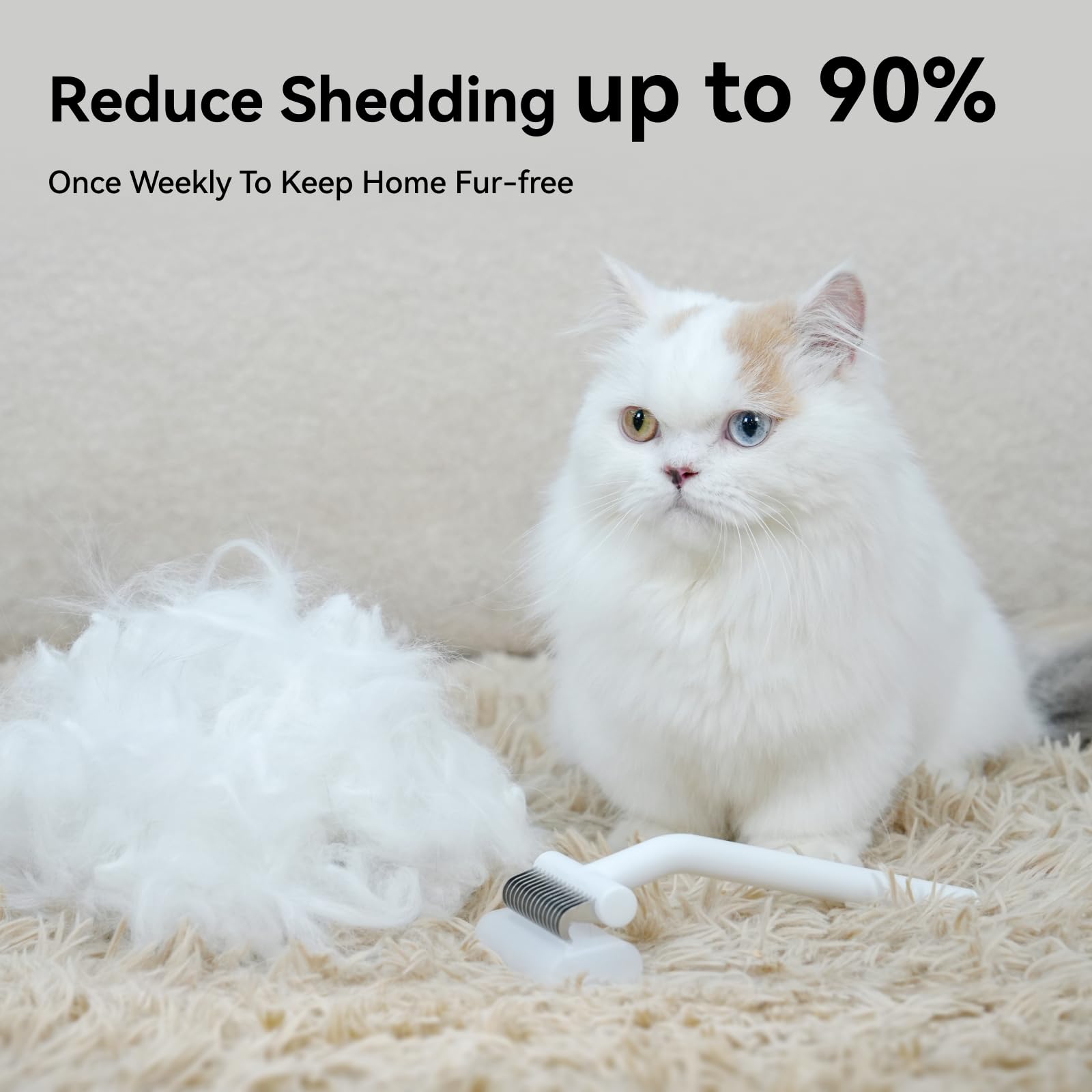 Aumuca dematting comb with rounded teeth eases mats on sensitive areas.