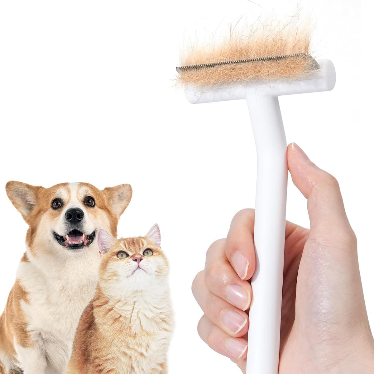 Aumuca deshedding brush with gentle-teeth for painless loose hair removal