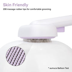 Aumuca one-touch button releases collected hair for quick cleanup.