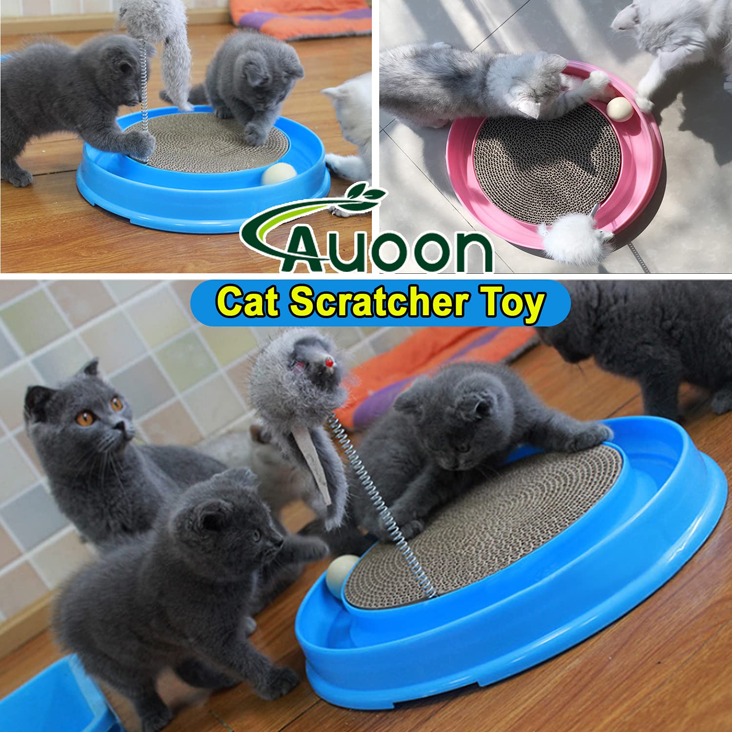 AUOON Cat Scratcher Toy eco-friendly replacement pads reduce waste