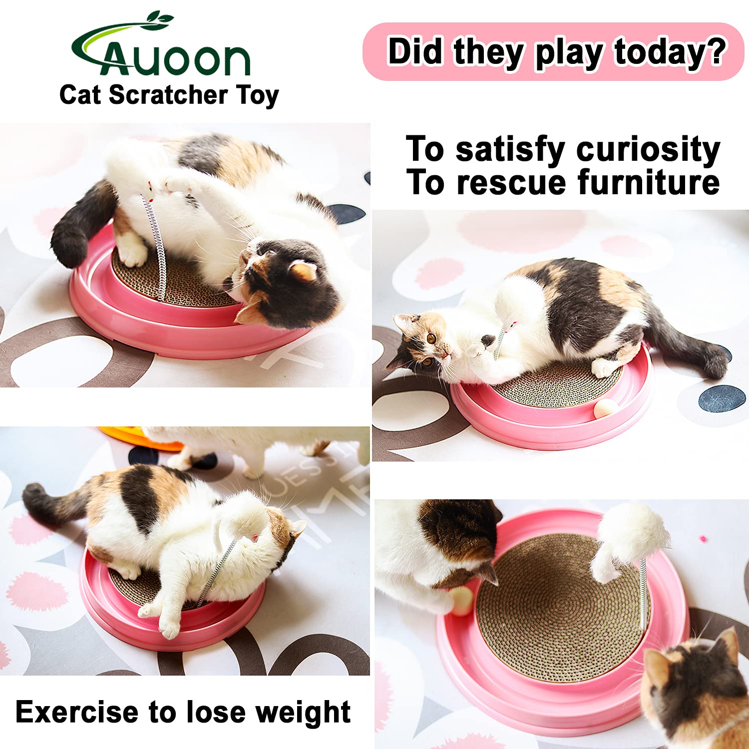AUOON Cat Scratcher Toy indoor-use setup fits small spaces