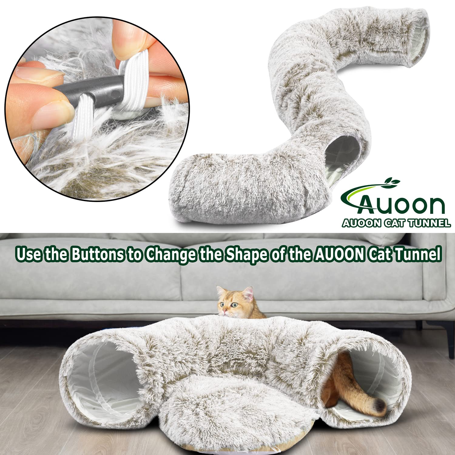AUOON Cat Tunnel Bed multi-shape play demonstrates versatile configurations