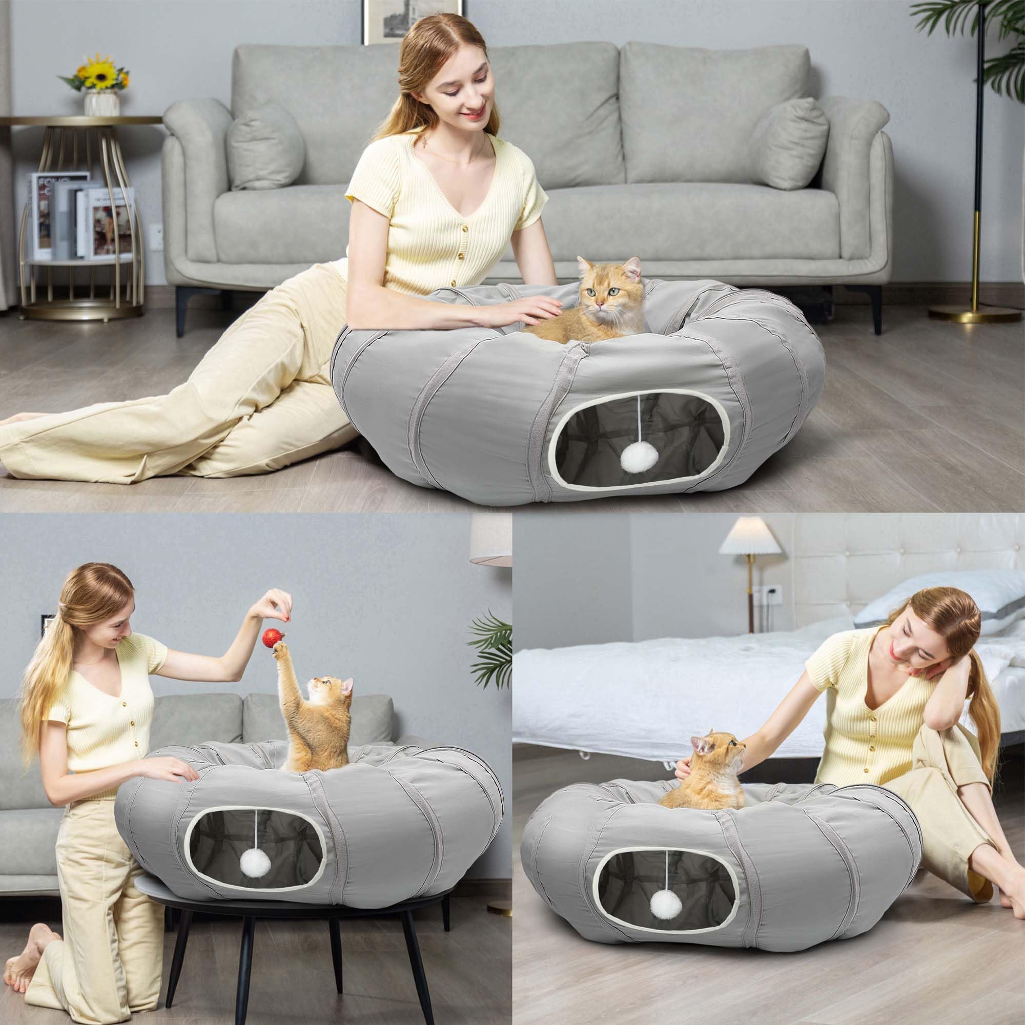 AUOON Cat Tunnel in circle shape supports versatile play spaces.