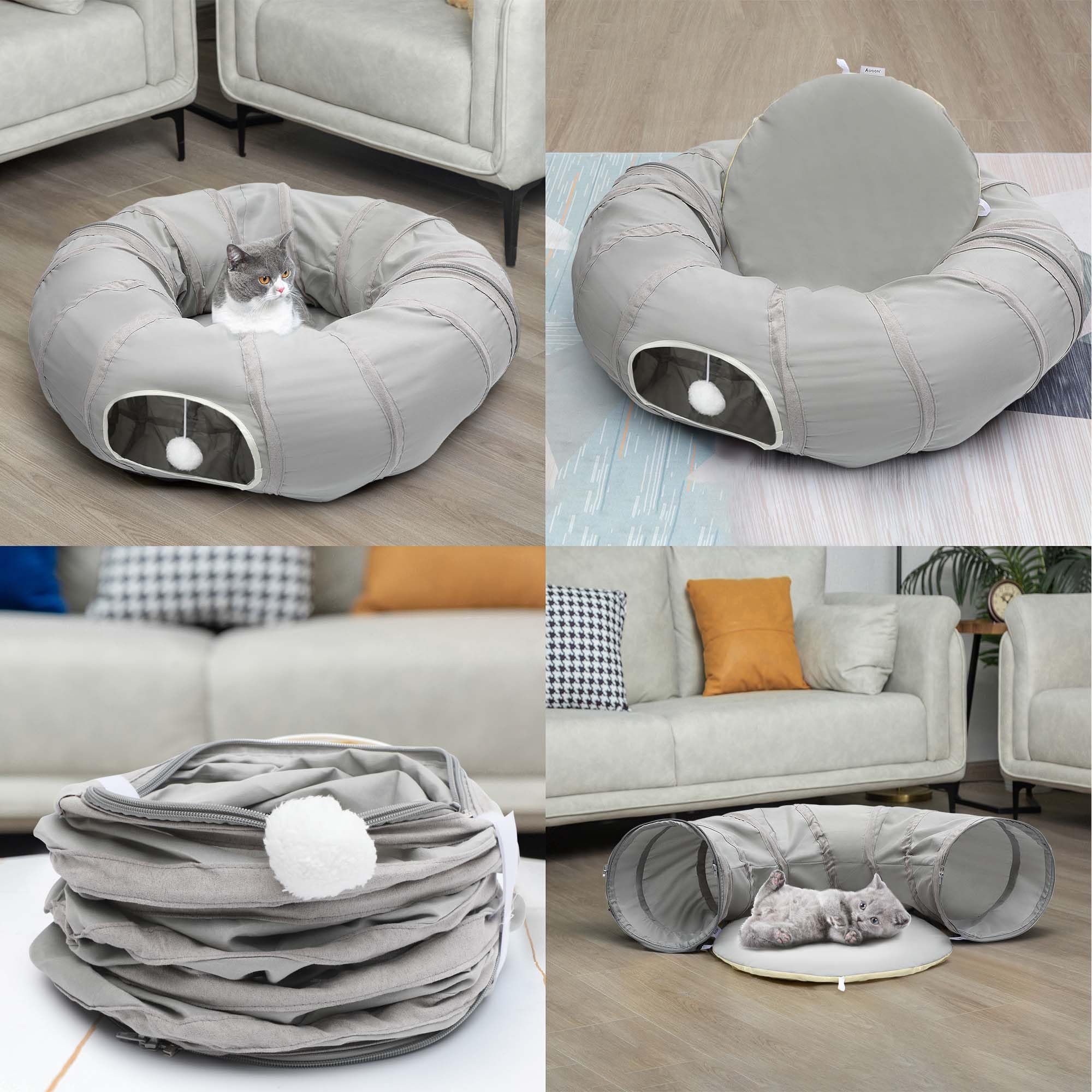 AUOON Cat Tunnel in S-shape encourages varied exploration.