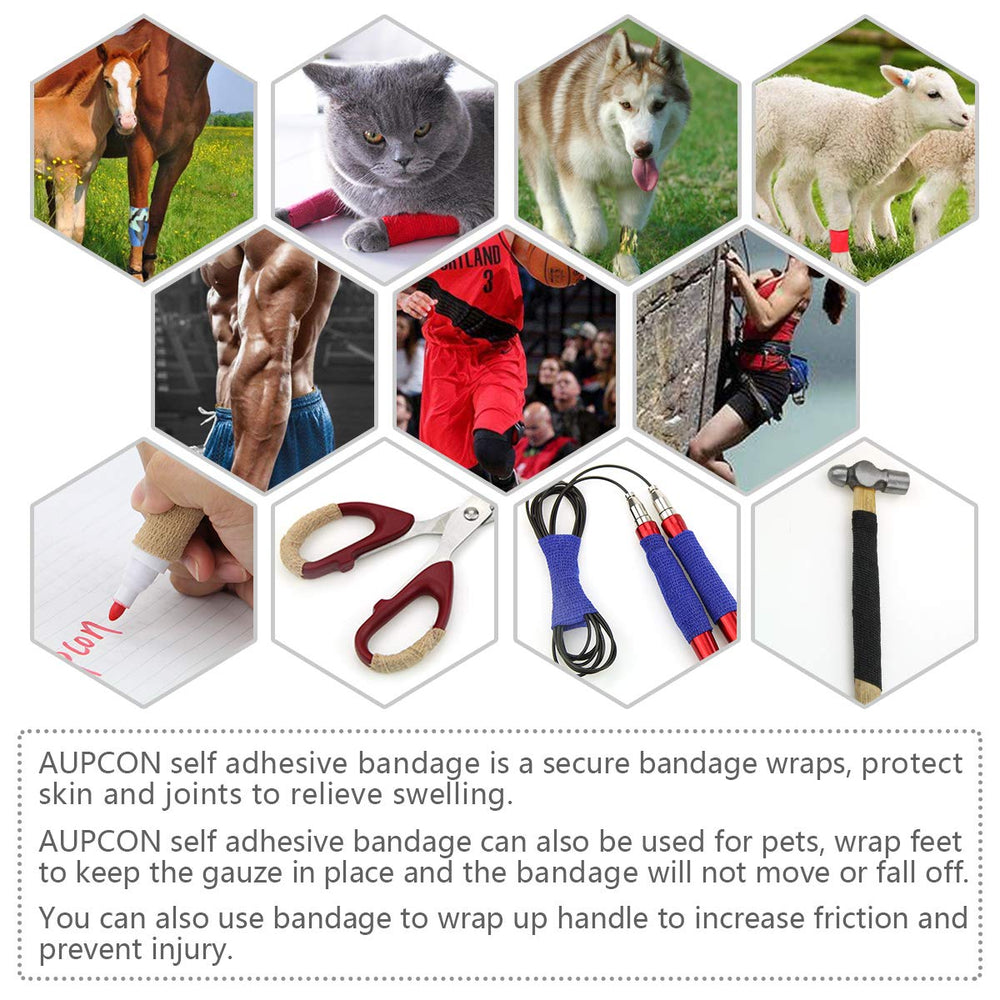 Aupcon Vet Wrap's elastic stretch shows adjustable compression for swelling control.