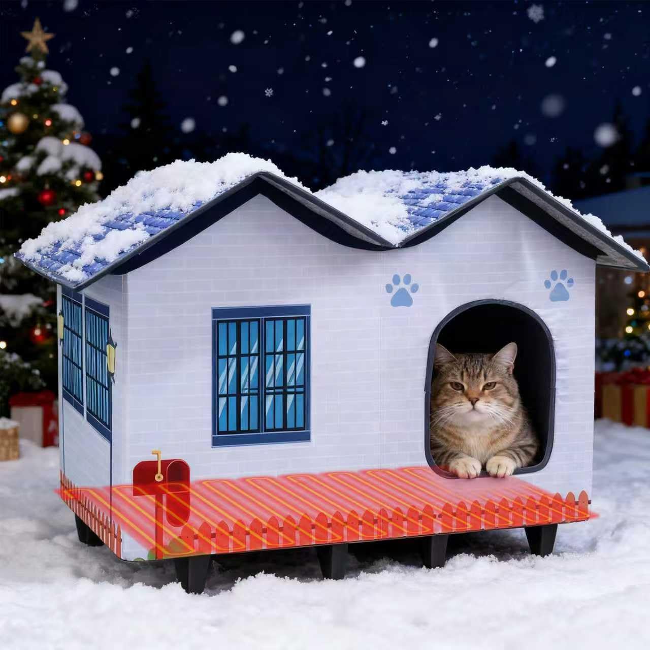 AUPETEK heated cat house outdoor provides cozy warmth for outdoor cats.