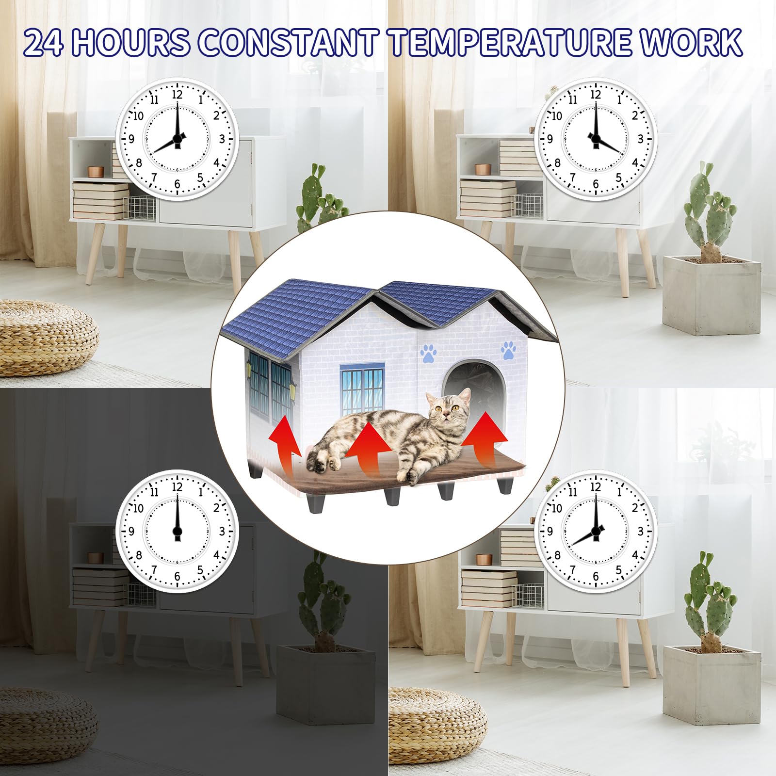 AUPETEK waterproof cat house porch highlights weatherproof shelter.