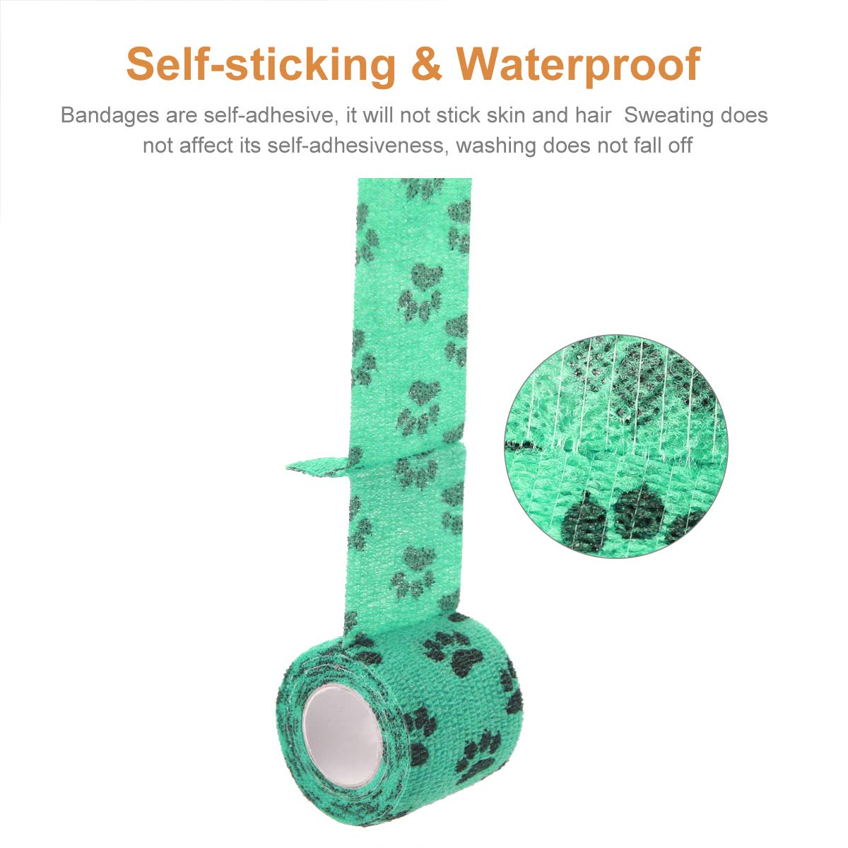 AUPCON self-adherent bandage closeup shows breathable nonwoven fabric for comfortable wear.