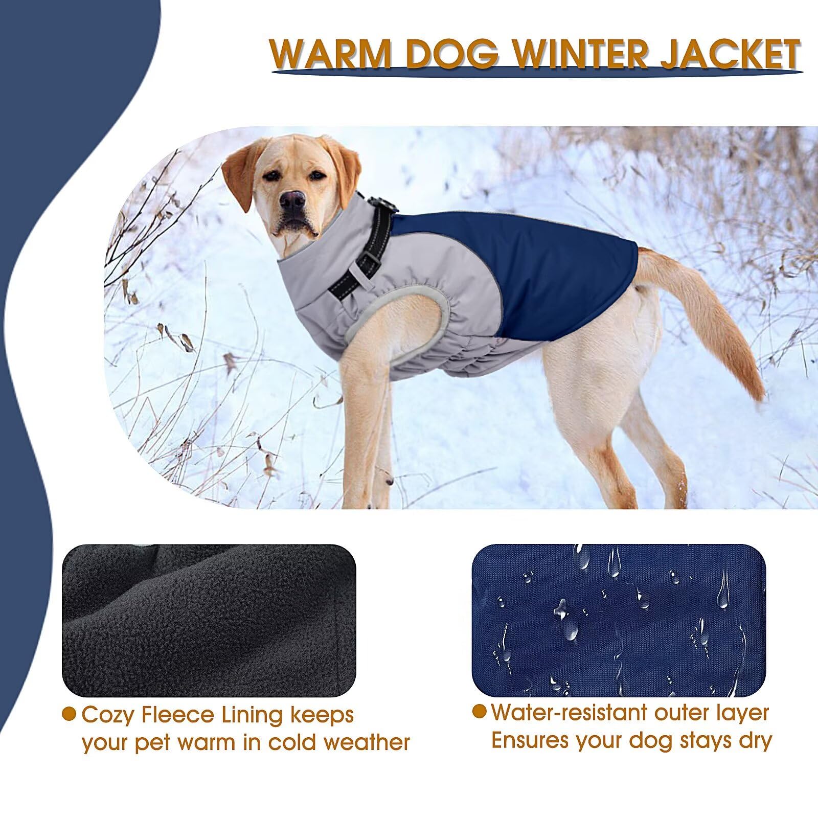 AuraPaw easy-on-off blue coat back-zipper supports quick dressing after play.