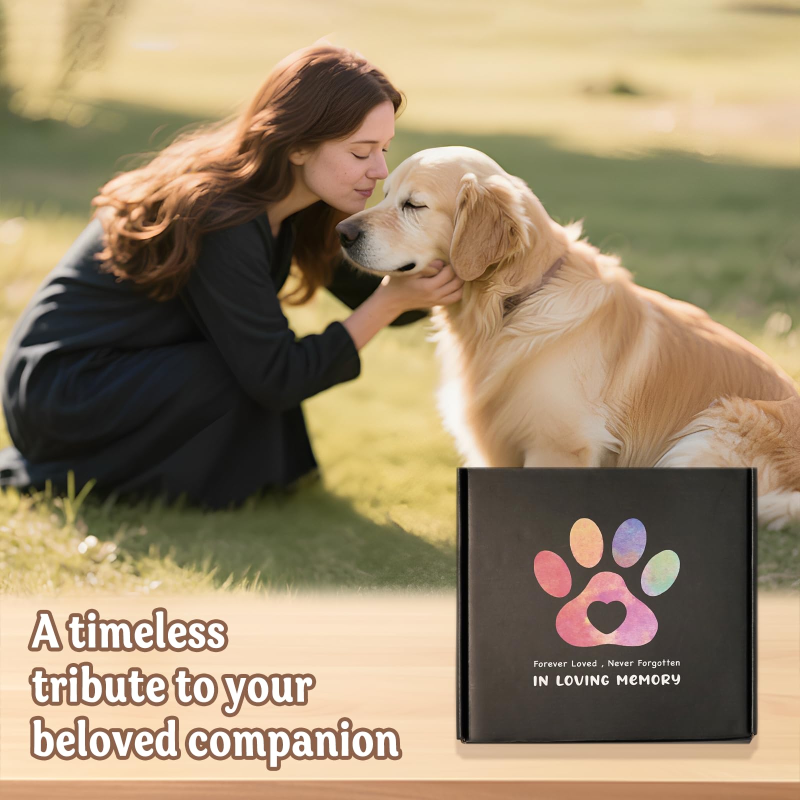 Aurlova black gift box with sympathy card presents a thoughtful memorial.