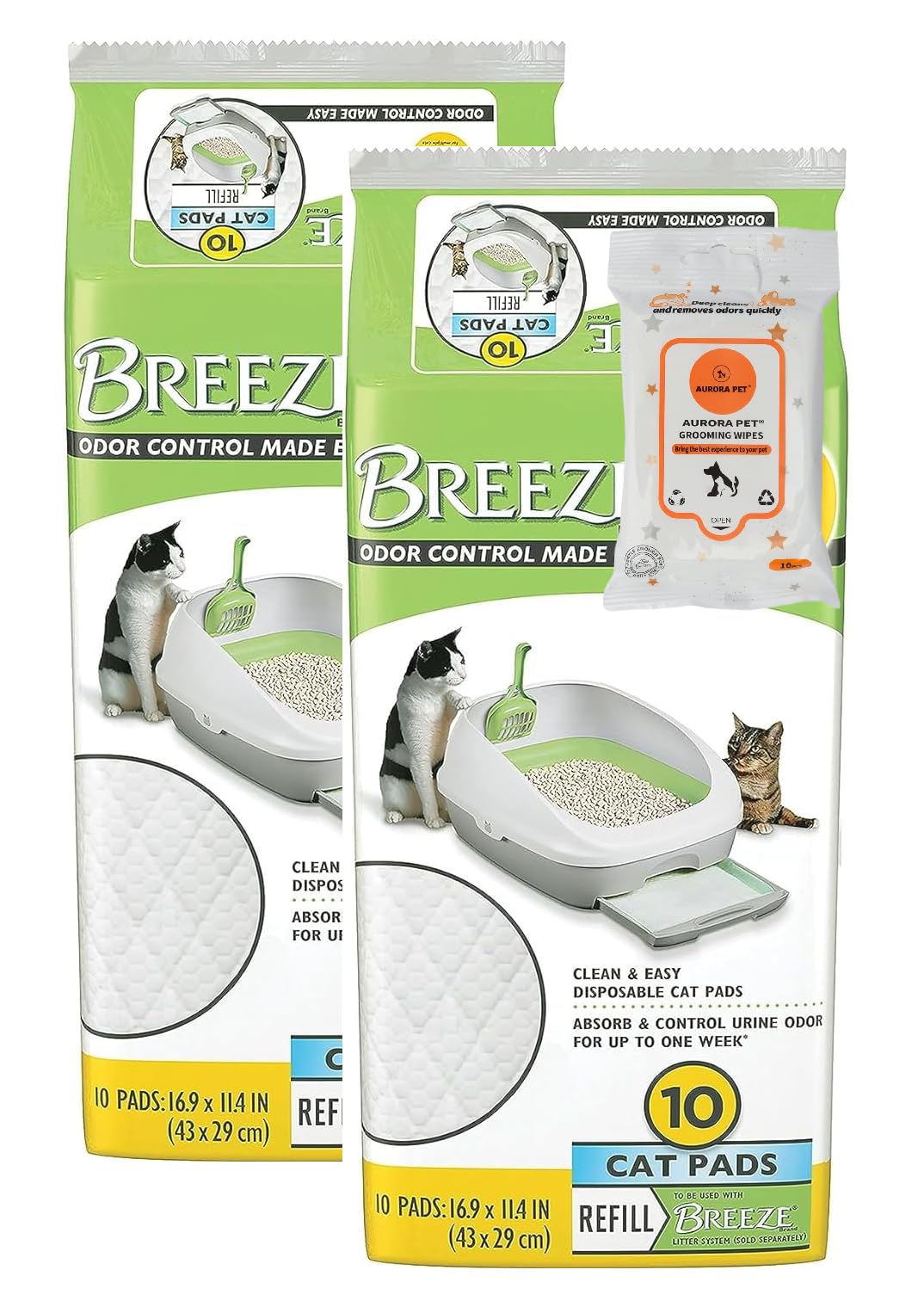 Aurora Pet Tidy Cat Breeze pads refill pack ready for litter system odor control.