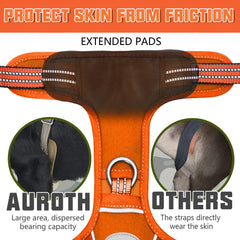 AUROTH tactical dog harness orange shoulder-adjustments view improves fit and mobility.