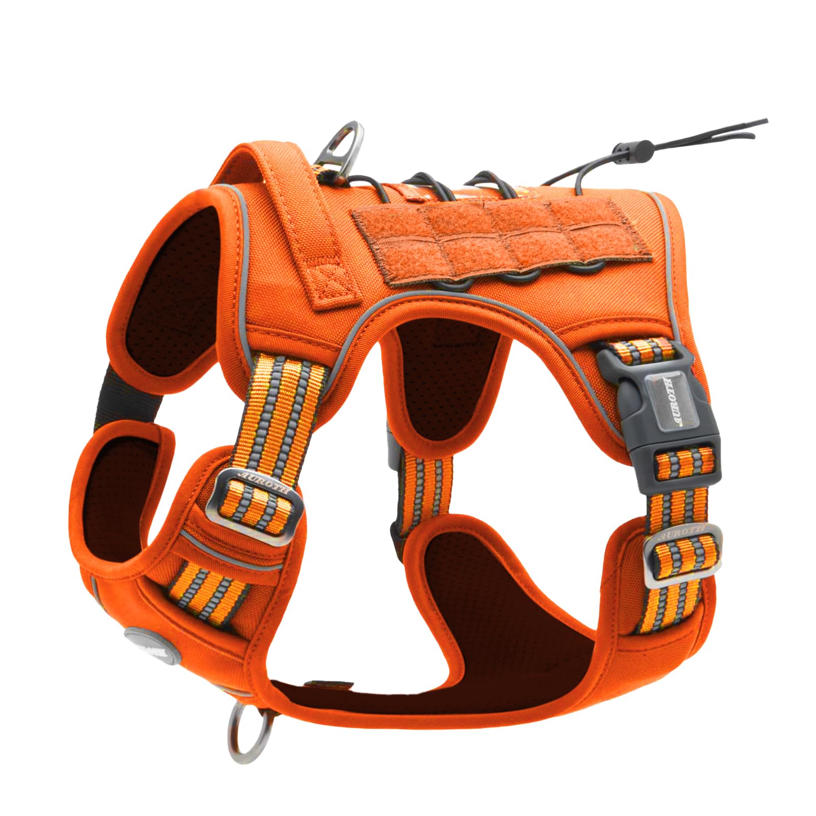 AUROTH tactical dog harness orange size-chart view supports accurate fitting for large breeds.