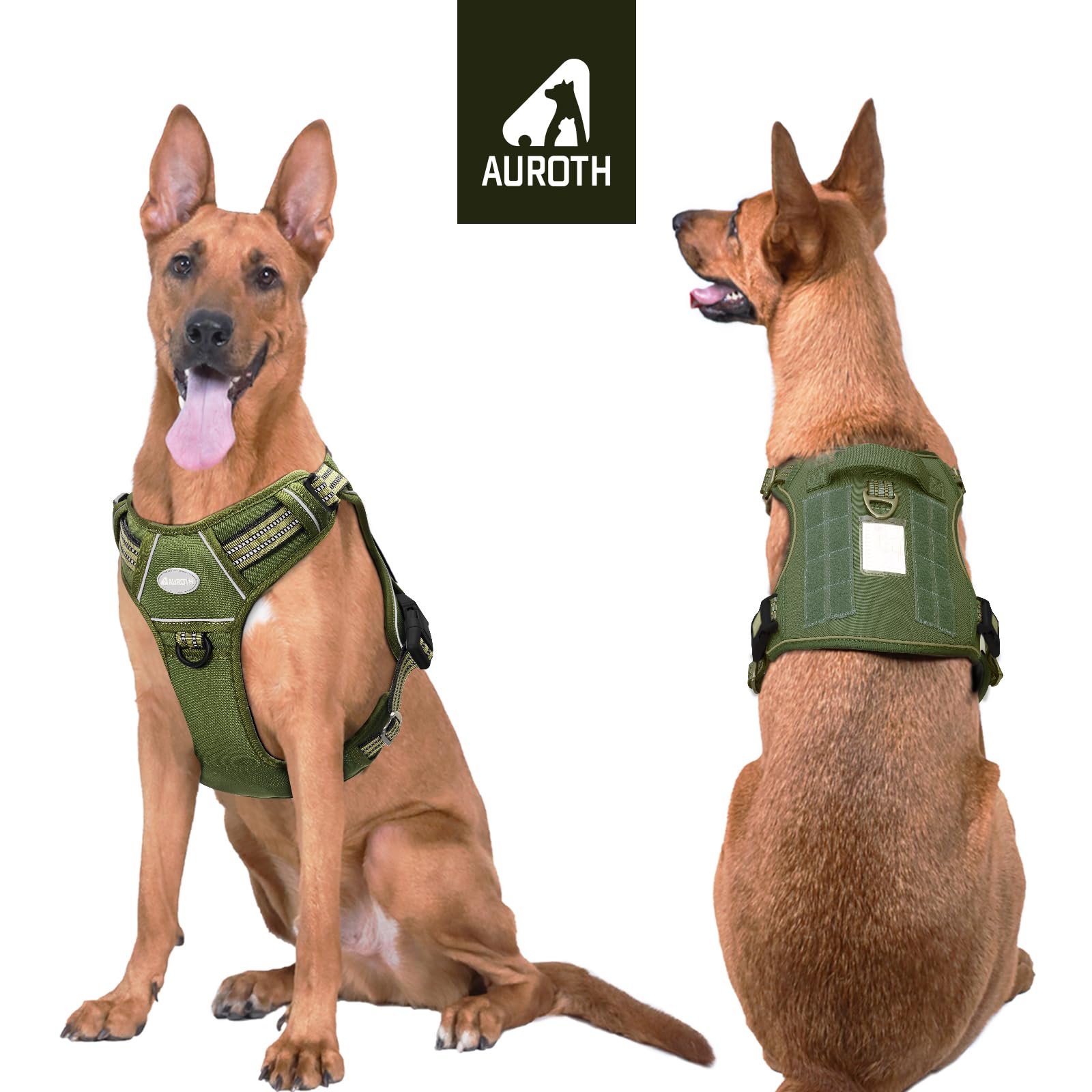 AUROTH dog harness reflective straps side view for night safety