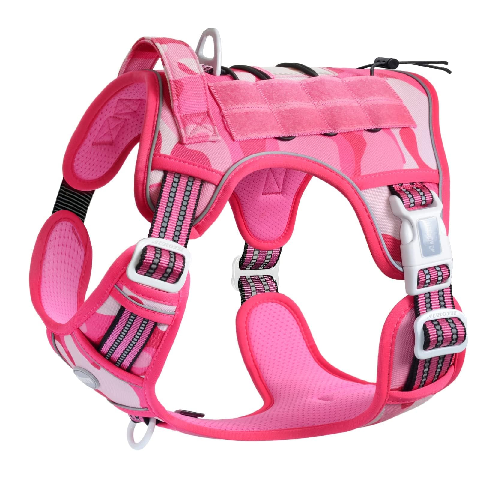 AUROTH Tactical Dog Harness adjustable four-size fit ensures snug wear across dogs.