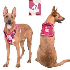 AUROTH Tactical Dog Harness back view pink camo with secure back-clip for casual walks.