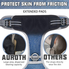 AUROTH Tactical Dog Harness denim blue adjustment buckles for easy on/off