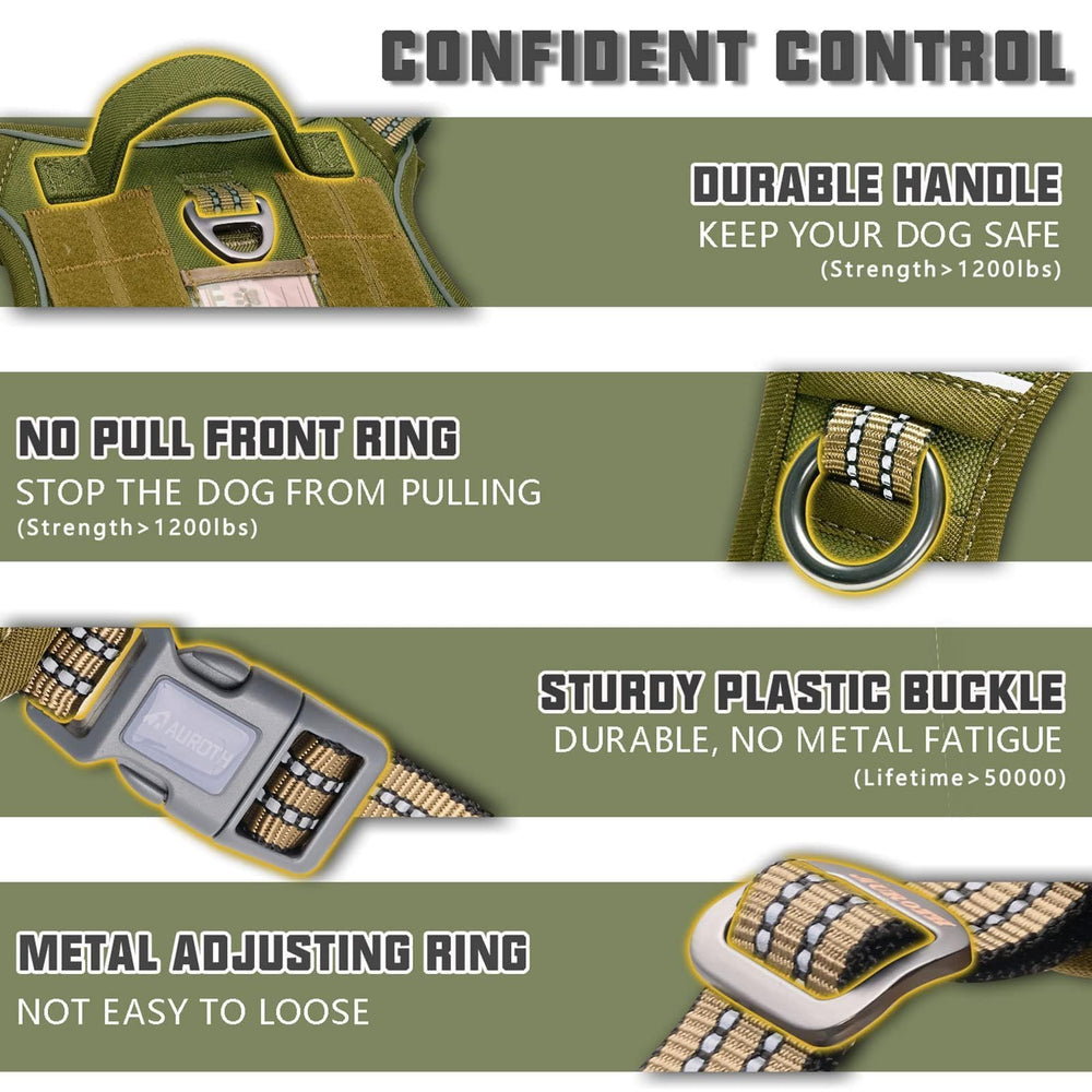 AUROTH Tactical Dog Harness durable nylon stitching close-up highlights rugged build.