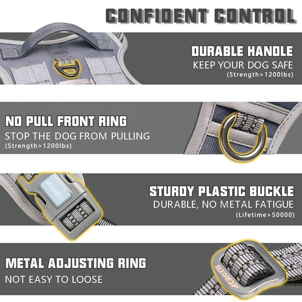 AUROTH front-clip close-up shows training-friendly no-pull attachment.