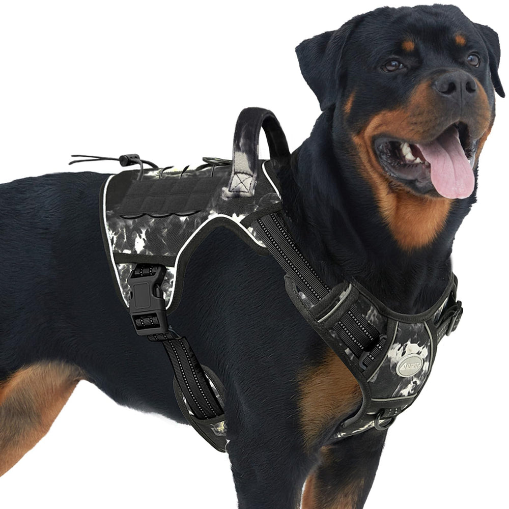 AUROTH Tactical Dog Harness front view showing easy adjustments for control
