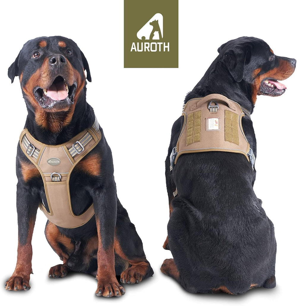 AUROTH tactical dog harness back view highlights secure fit and durable stitching.