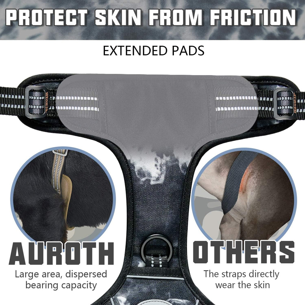 AUROTH Tactical Dog Harness MOLLE-side view illustrates gear-ready design with patches.