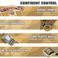 AUROTH Tactical Dog Harness Molle system on sides for carrying gear.