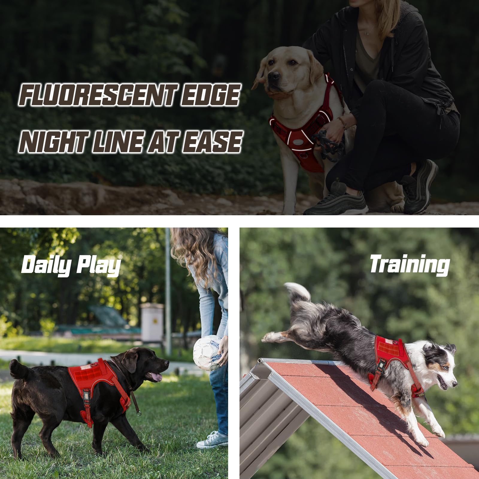 AUROTH Tactical Dog Harness padded-air mesh keeps dogs comfortable during activity